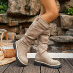 Botins de Salto Alto Grossos para Mulher - Botas de Inverno Slip-On com Sola Grossa em TPU, / Castanho Vermelho/ - Palmilha Acolchoada e Sola de Borracha Antiderrapante, Botas para Mulher, Botas de Outono para Mulher, Botas para Mulheres Plus Size, Roupa Casual, Escritório