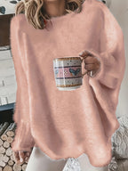 Suéter preto de tamanho grande para mulher - Pulôver aconchegante com mangas compridas, estilo elegante para o inverno, uso casual, suéter de inverno|Estilo casual|Tecido elástico