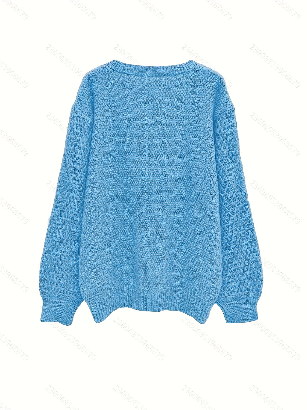 Suéter Casual Oversized Feminino Outono Inverno 2024 - Rosa Suave com Gola Redonda e Manga Longa Design Abajur, Ajuste Confortável para Tamanhos Grandes, Lavagem Manual, Estampa Texturizada, Tecido de Fio de Qualidade