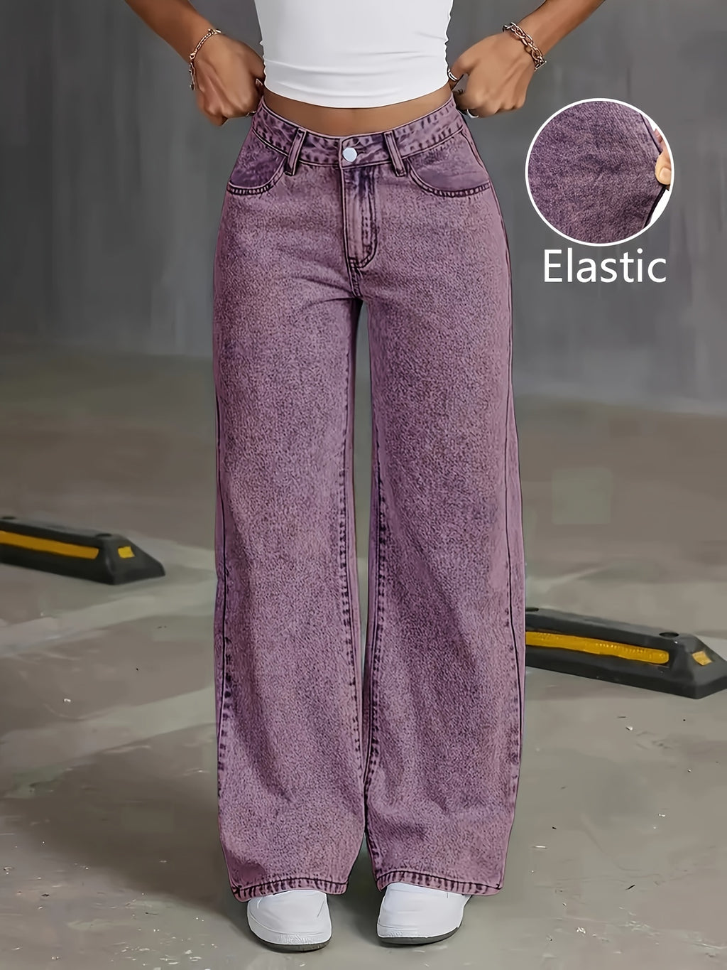 Novas calças jeans de cintura alta com controle abdominal, pernas retas e lavagem acid-washed para mulheres, calças largas com bolsos em várias cores, estilo streetwear, confortáveis para viagens, trabalho ou escritório