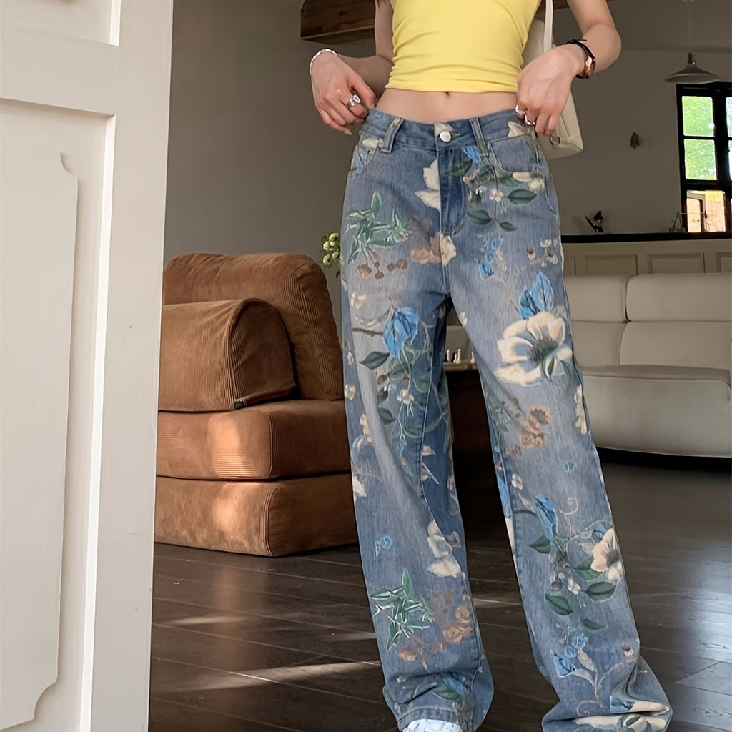 Floral Flow Straight Pants: Effortless Charm & Comfort