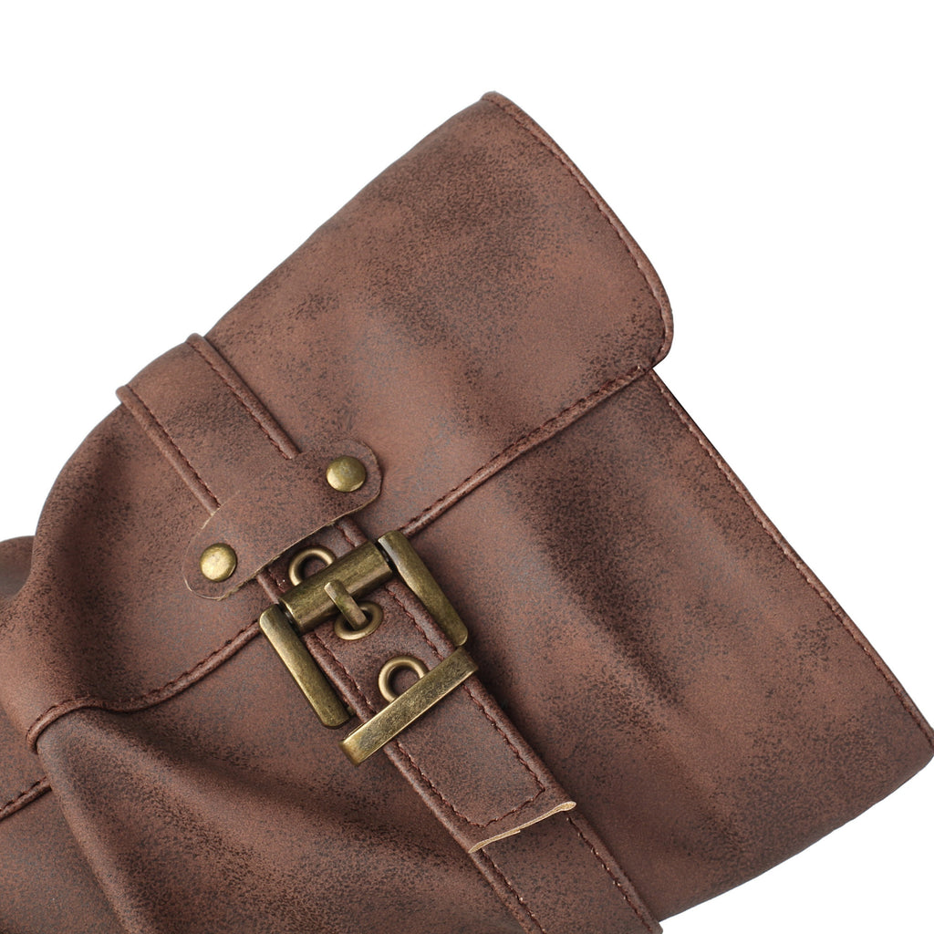 Botas de cano médio estilo retro para mulher com parte superior falsa, forro de lã, salto baixo e fecho de correr para o inverno