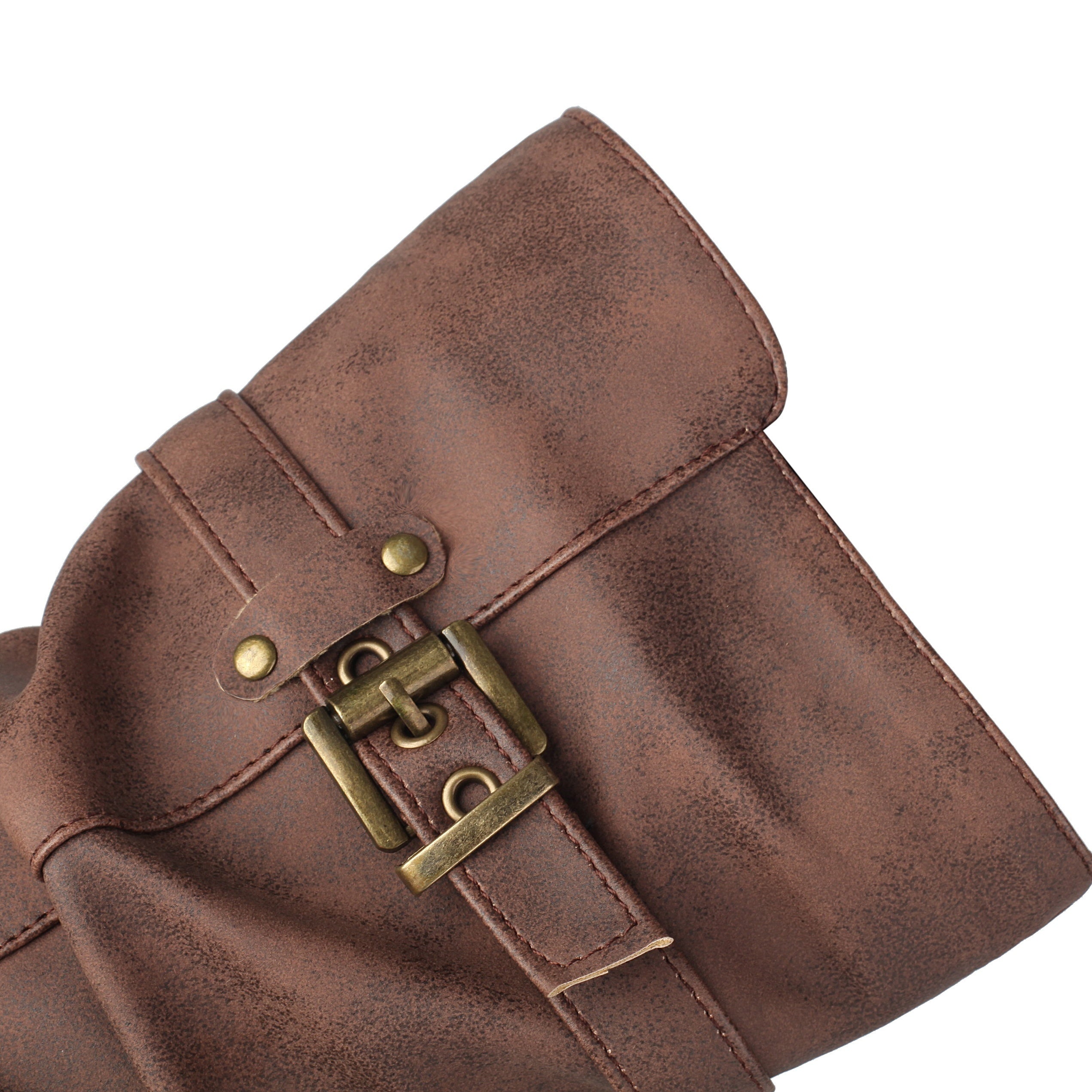 Botas de cano médio estilo retro para mulher com parte superior falsa, forro de lã, salto baixo e fecho de correr para o inverno