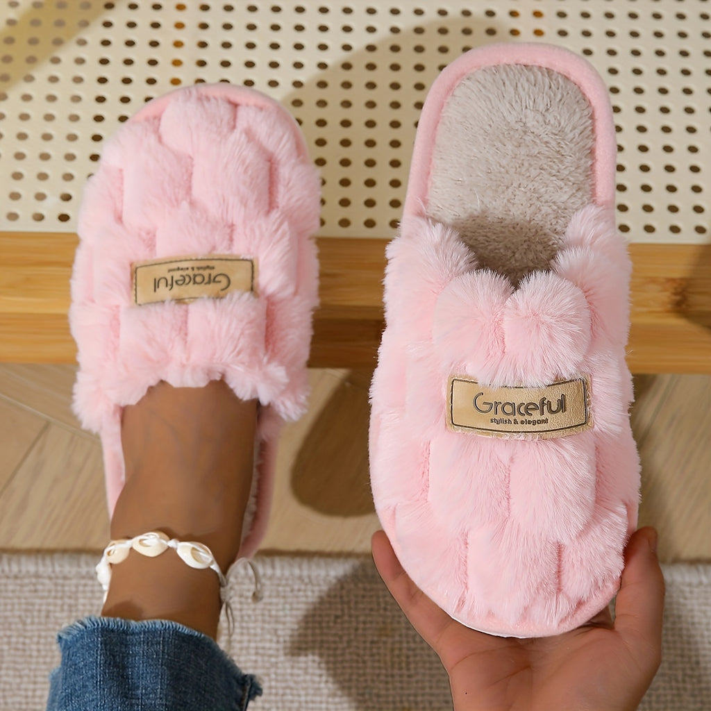 Chinelos de interior de pelúcia para mulheres - Sapatos de casa quentes e macios, sola de EVA antiderrapante, calçado de lounge aconchegante para todas as estações em preto/branco/bege/ - Presente perfeito para casa, spa ou ocasiões especiais - Design fácil de limpar e não lavável, chinelos para senhoras, conforto em casa, simples slipon, construção durável, calçado confortável, lounge em casa, elegante slipon, material amigável com a pele, sapatos slipon, apaixonados por spa