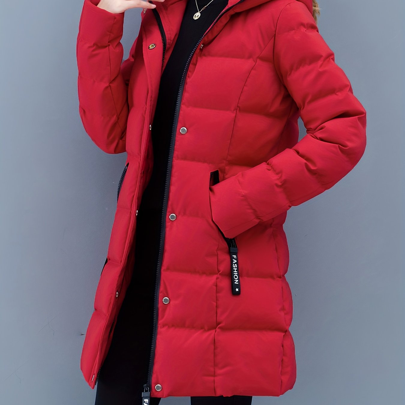 Urban Grace Quilted Mid-Length Jacket with Hood