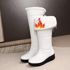 Botas de neve brancas para mulheres - Botas de inverno confortáveis até o meio da panturrilha com forro de pele sintética fofa, sola de borracha antiderrapante, salto plano e abertura lateral com fecho de correr para atividades ao ar livre, calçado de inverno | Botas de neve elegantes | Calçado durável