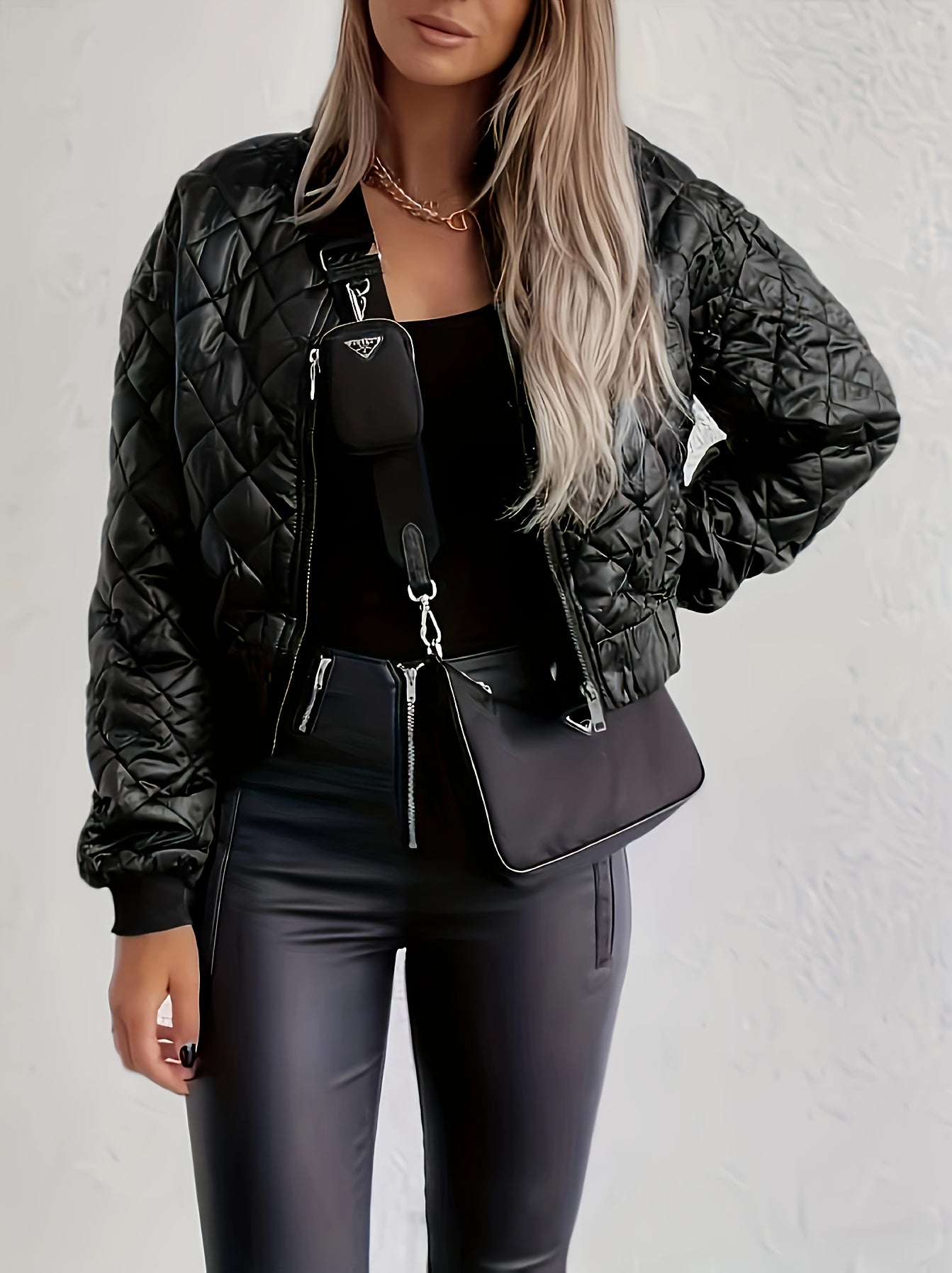 Elegant Quilted Women's Jacket- Motorcycle type