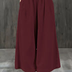 Wide-Leg Corduroy Pants with Elastic Waist and Pockets