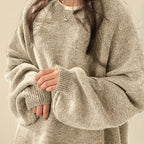 Elegant Split Solid Color Sweater | Casual Chic for Fall/Winter