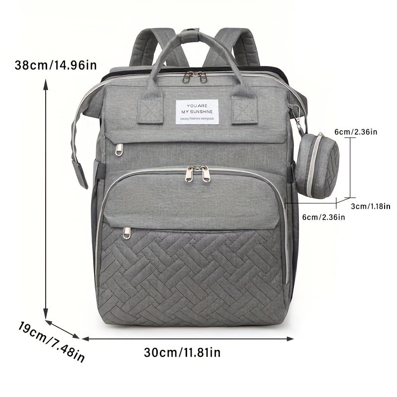 Mala de fraldas leve de grande capacidade para mulheres - Alças de ombro ajustáveis, vários compartimentos, fecho de correr e forro de poliéster para viagens, praia, férias - Cinza, Mala de fraldas, Transportador de acessórios de praia, Acessório de estilo para pais, Fecho de correr durável